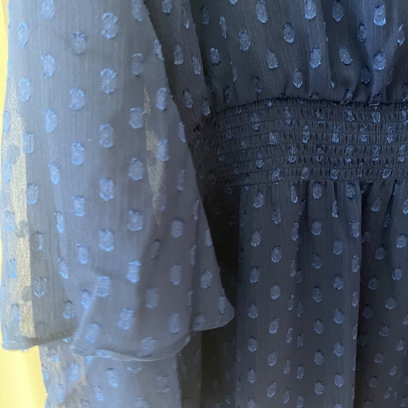 WHBM Long Sleeve Clipped Jacquard Boho Dress, Blue Depths, 16 - Picture 6 of 10